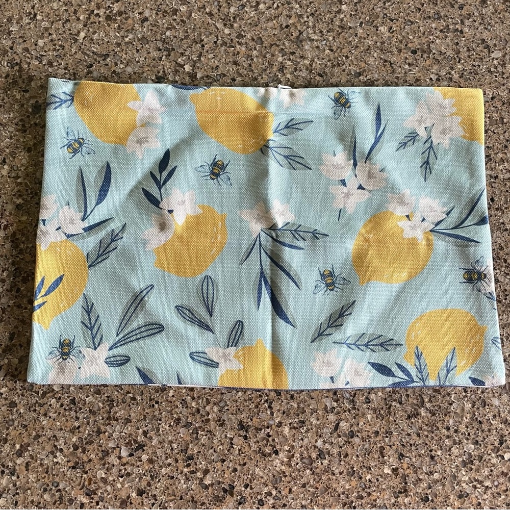 Decorative Floral and Bee Pattern Lumbar Pillow Cover